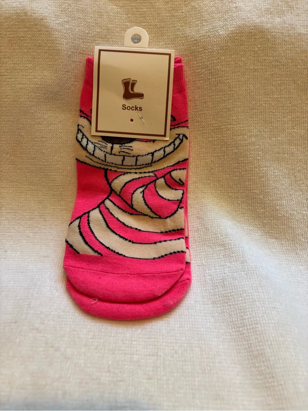 Pink Cheshire Cat Socks new vintage